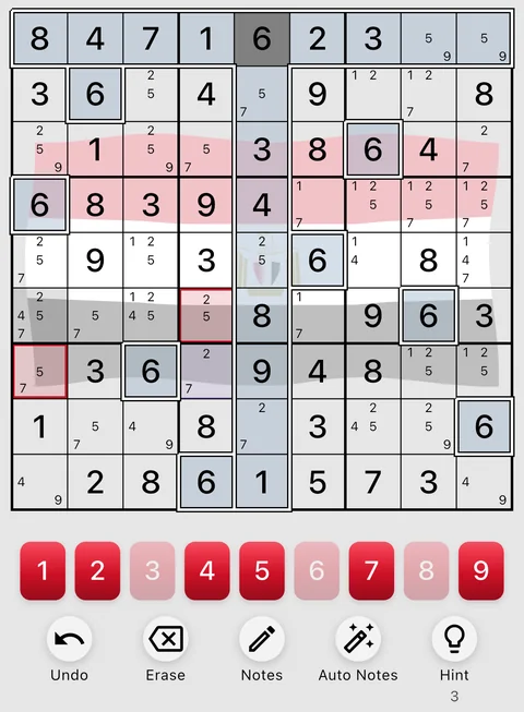 The Egypt theme in light mode: a Sudoku board, the number buttons and the Undo, Erase, Notes, Auto Notes and Hint buttons.