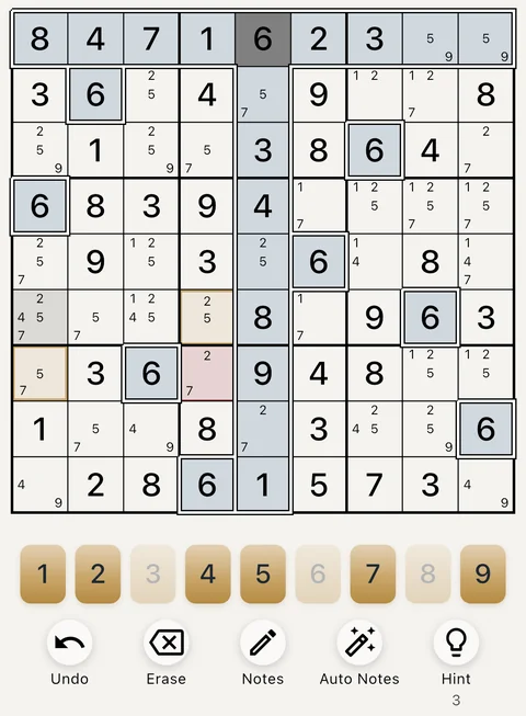 The Onyx theme in light mode: a Sudoku board, the number buttons and the Undo, Erase, Notes, Auto Notes and Hint buttons.